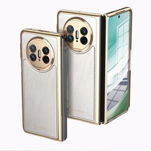 For Huawei Mate X5 Integrated Gold Wire Silver Brocade Plating Phone Case(White)
