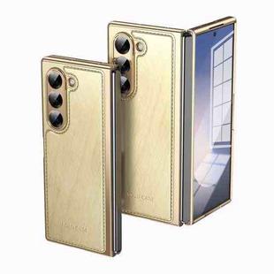 For Samsung Galaxy Z Fold6 Integrated Gold Wire Silver Brocade Plating Phone Case(Gold)
