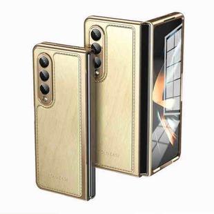 For Samsung Galaxy Z Fold3 Integrated Gold Wire Silver Brocade Plating Phone Case(Gold)
