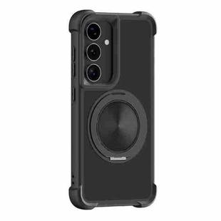 For Samsung Galaxy S25+ 5G CD Texture 360 Degree Rotating Holder MagSafe Phone Case(Black)