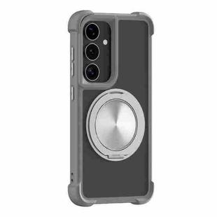For Samsung Galaxy S25+ 5G CD Texture 360 Degree Rotating Holder MagSafe Phone Case(Grey)