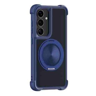 For Samsung Galaxy S25+ 5G CD Texture 360 Degree Rotating Holder MagSafe Phone Case(Blue)