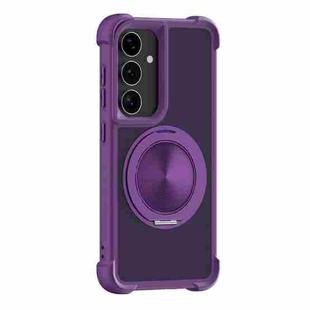 For Samsung Galaxy S25+ 5G CD Texture 360 Degree Rotating Holder MagSafe Phone Case(Purple)