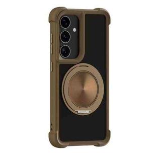 For Samsung Galaxy S25+ 5G CD Texture 360 Degree Rotating Holder MagSafe Phone Case(Gold)