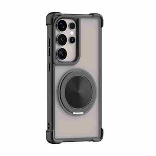 For Samsung Galaxy S25 Ultra 5G CD Texture 360 Degree Rotating Holder MagSafe Phone Case(Black)