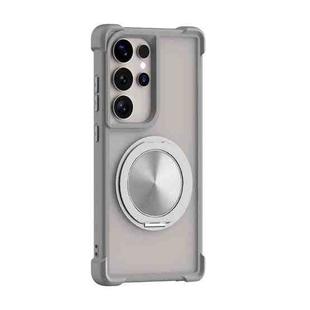 For Samsung Galaxy S25 Ultra 5G CD Texture 360 Degree Rotating Holder MagSafe Phone Case(Grey)