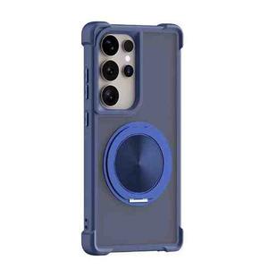 For Samsung Galaxy S25 Ultra 5G CD Texture 360 Degree Rotating Holder MagSafe Phone Case(Blue)