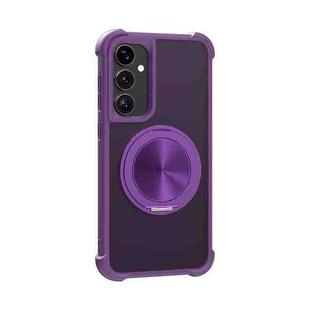 For Samsung Galaxy S23 5G CD Texture 360 Degree Rotating Holder MagSafe Phone Case(Purple)