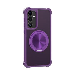 For Samsung Galaxy S23 FE 5G CD Texture 360 Degree Rotating Holder MagSafe Phone Case(Purple)