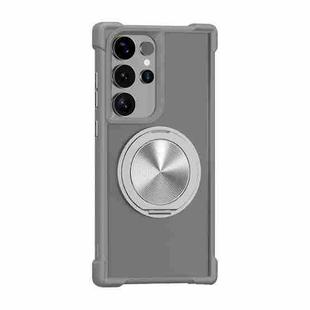 For Samsung Galaxy S23 Ultra 5G CD Texture 360 Degree Rotating Holder MagSafe Phone Case(Grey)