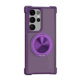 For Samsung Galaxy S23 Ultra 5G CD Texture 360 Degree Rotating Holder MagSafe Phone Case(Purple)