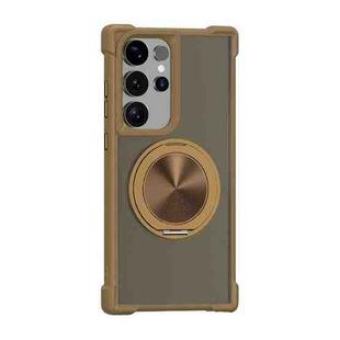 For Samsung Galaxy S23 Ultra 5G CD Texture 360 Degree Rotating Holder MagSafe Phone Case(Gold)