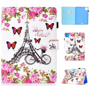 For iPad Air 2022 / 2020 10.9 Colored Drawing Stitching Horizontal Flip Leather Case with Holder & Card Slots & Sleep / Wake-up function(Flower Tower)