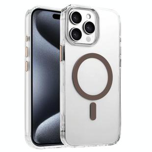 For iPhone 15 Pro Max High Transparency TPU Hybrid PC MagSafe Magnetic Phone Case(Desert Gold)