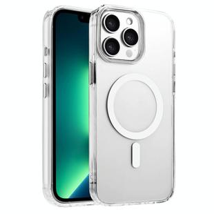 For iPhone 13 Pro Max High Transparency TPU Hybrid PC MagSafe Magnetic Phone Case(White)