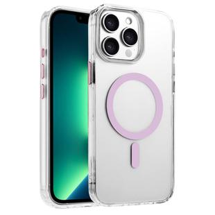 For iPhone 13 Pro Max High Transparency TPU Hybrid PC MagSafe Magnetic Phone Case(Pink)