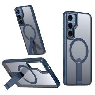 For Samsung Galaxy S24 FE 5G Star Shine Series TPU + PC MagSafe Phone Case with Fold Holder(Navy Blue)