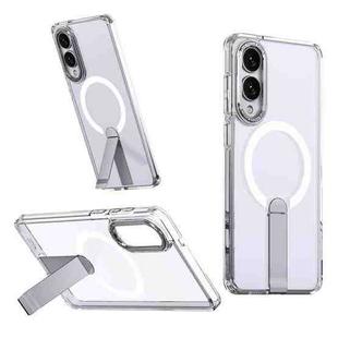 For Samsung Galaxy S25 Edge 5G Star Shine Series TPU + PC MagSafe Phone Case with Fold Holder(Transparent)