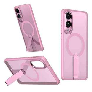For Samsung Galaxy S25 Edge 5G Star Shine Series TPU + PC MagSafe Phone Case with Fold Holder(Pink)