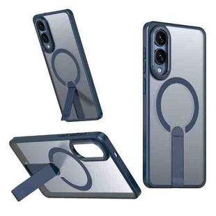 For Samsung Galaxy S25 Edge 5G Star Shine Series TPU + PC MagSafe Phone Case with Fold Holder(Navy Blue)