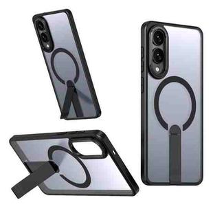 For Samsung Galaxy S25 Edge 5G Star Shine Series TPU + PC MagSafe Phone Case with Fold Holder(Black)