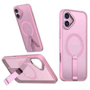 For iPhone 16 Plus Star Shine Series TPU + PC MagSafe Phone Case with Fold Holder(Pink)
