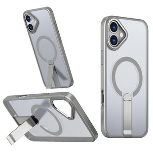 For iPhone 16 Plus Star Shine Series TPU + PC MagSafe Phone Case with Fold Holder(Grey)