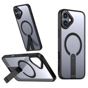 For iPhone 16 Plus Star Shine Series TPU + PC MagSafe Phone Case with Fold Holder(Black)