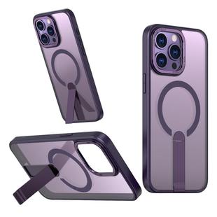 For iPhone 15 Pro Max Star Shine Series TPU + PC MagSafe Phone Case with Fold Holder(Purple)