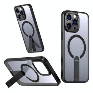 For iPhone 15 Pro Max Star Shine Series TPU + PC MagSafe Phone Case with Fold Holder(Black)