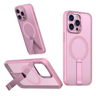For iPhone 12 Pro Max Star Shine Series TPU + PC MagSafe Phone Case with Fold Holder(Pink)