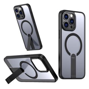 For iPhone 12 Pro Max Star Shine Series TPU + PC MagSafe Phone Case with Fold Holder(Black)