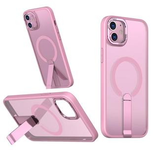 For iPhone 12 mini Star Shine Series TPU + PC MagSafe Phone Case with Fold Holder(Pink)