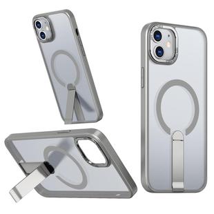 For iPhone 12 mini Star Shine Series TPU + PC MagSafe Phone Case with Fold Holder(Grey)