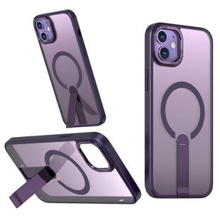 For iPhone 12 mini Star Shine Series TPU + PC MagSafe Phone Case with Fold Holder(Purple)