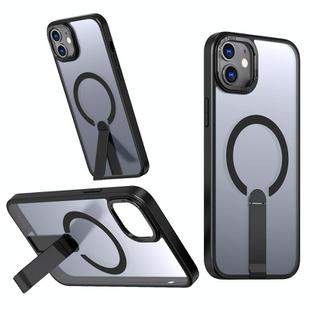 For iPhone 12 mini Star Shine Series TPU + PC MagSafe Phone Case with Fold Holder(Black)