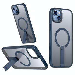 For iPhone 13 mini Star Shine Series TPU + PC MagSafe Phone Case with Fold Holder(Navy Blue)