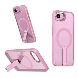 For iPhone 16e Star Shine Series TPU + PC MagSafe Phone Case with Fold Holder(Pink)