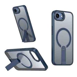 For iPhone 16e Star Shine Series TPU + PC MagSafe Phone Case with Fold Holder(Navy Blue)