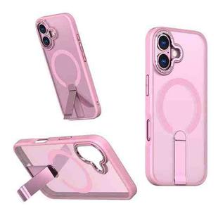 For iPhone 17 Star Shine Series TPU + PC MagSafe Phone Case with Fold Holder(Pink)