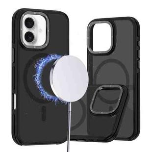 For iPhone 16 Plus Dual-Color Skin Feel MagSafe Phone Case(Black)