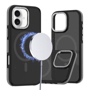 For iPhone 16 Plus Dual-Color Skin Feel MagSafe Phone Case(Black Grey)