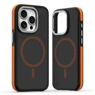 For iPhone 15 Pro Max Dual-Color Skin Feel MagSafe Phone Case(Black Orange)