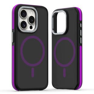 For iPhone 15 Pro Dual-Color Skin Feel MagSafe Phone Case(Black Purple)