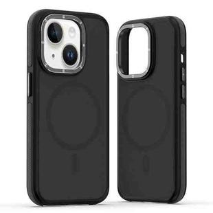 For iPhone 14 Plus Dual-Color Skin Feel MagSafe Phone Case(Black)