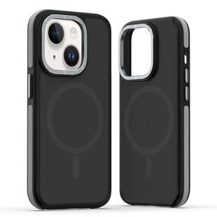 For iPhone 14 Plus Dual-Color Skin Feel MagSafe Phone Case(Black Grey)