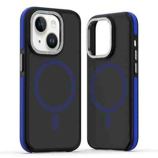 For iPhone 14 Plus Dual-Color Skin Feel MagSafe Phone Case(Black Blue)