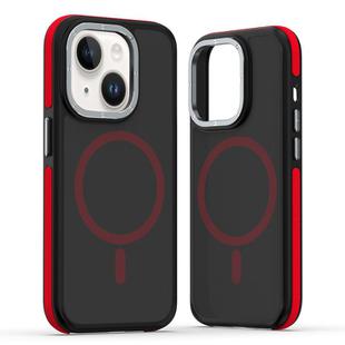 For iPhone 14 Plus Dual-Color Skin Feel MagSafe Phone Case(Black Red)