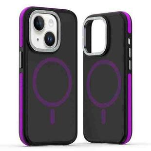 For iPhone 14 / 13 Dual-Color Skin Feel MagSafe Phone Case(Black Purple)