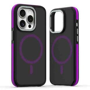 For iPhone 14 Pro Dual-Color Skin Feel MagSafe Phone Case(Black Purple)